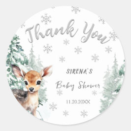 Baby är Kallet utanför | Fawn Winter Baby Shower Runt Klistermärke