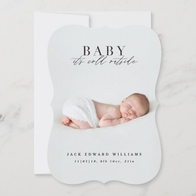 Baby är kallet utanför första julfoto julkort (Framsida)