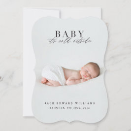 Baby är kallet utanför första julfoto julkort