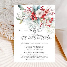 Baby är Kallet utanför Frosty Blommigt Baby Shower Inbjudningar