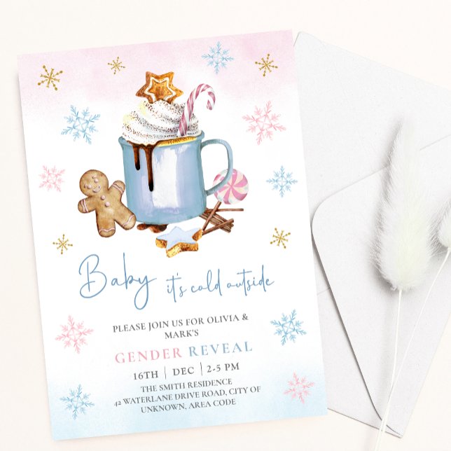 Baby är kallet utanför Genderna för julfesten Inbjudningar (Skapare uppladdad)