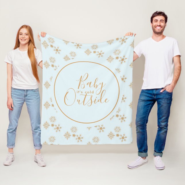 Baby är Kallet utanför Guld Snöflingor på Blue Fleecefilt (På plats)