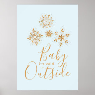 Baby är Kallet utanför Guld Snöflingor på Blue Poster