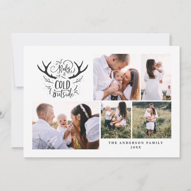 Baby är kallet utanför Helgdag. Julkort (Framsida)