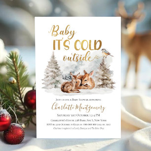 Baby är kallet utanför Hjort Forest Baby Shower Inbjudningar