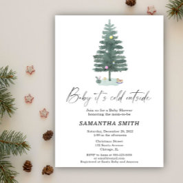 Baby är kallet utanför Julafton babyduschen Inbjudningar