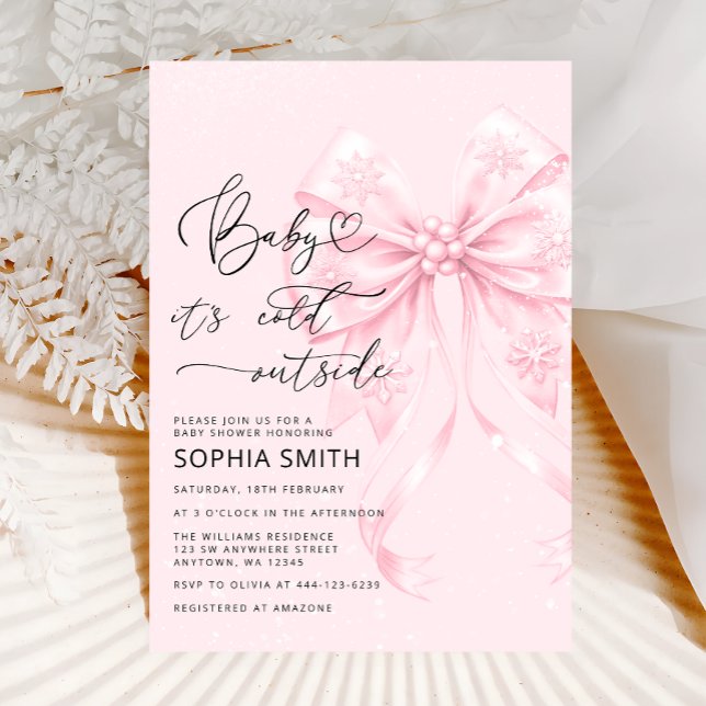 Baby är Kallet utanför Rosa Bow Baby Shower Inbjudningar (Skapare uppladdad)
