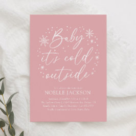 Baby är Kallet utanför Rosa Snowflake Baby Shower Inbjudningar