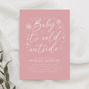 Baby är Kallet utanför Rosa Snowflake Baby Shower Inbjudningar