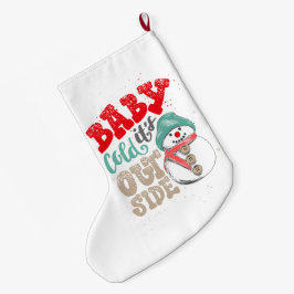 Baby är kallet utanför snögubbe stor julstrumpa