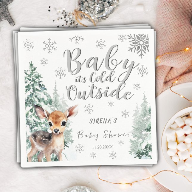 Baby är Kallet utanför | Vinter Fawn Baby Shower Pappersservett (Skapare uppladdad)