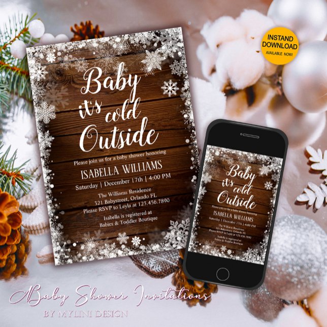 Baby är kallet utanför Winter Baby Shower Inbjudningar (Skapare uppladdad)