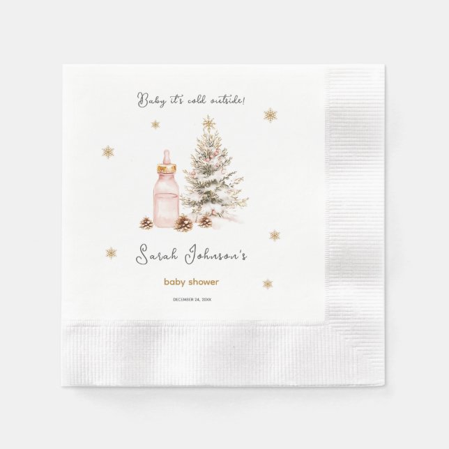 Baby är kallet utanför Winter Baby Shower Pappersservett (Framsidan)