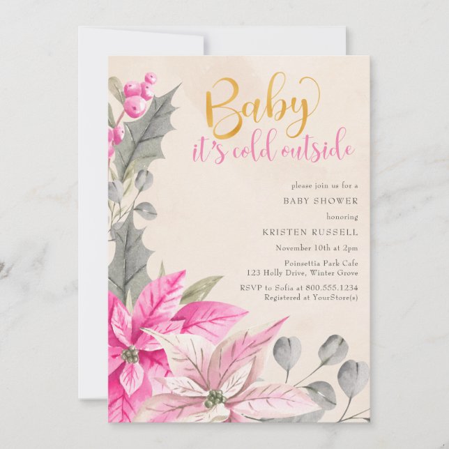 Baby är Kallet utanför Winter Girl Baby Shower Inbjudningar (Framsida)