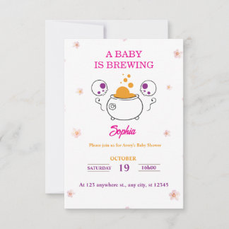 Baby är på gång Halloween Rosa Flicka Bebis Shower OSA Kort