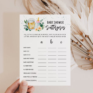 Baby är på väg Baby Shower Scattergories-kort Inbjudningar