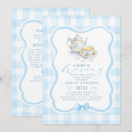 Baby är på väg Baby Shower Tea Party Allt-i-ett Inbjudningar