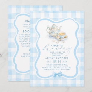 Baby är på väg Baby Shower Tea Party Allt-i-ett Inbjudningar
