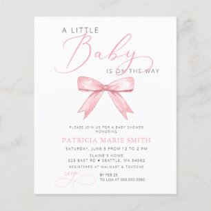 Baby är på väg Rosa Bow Girl Baby Shower