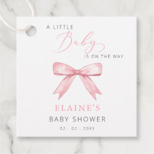 Baby är på väg Rosa Bow Girl Baby Shower Gåvor Etiketter