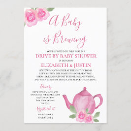 Baby är Rosa Tekanna med babyskor Inbjudningar