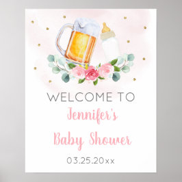 Baby är välkommen till Rosa Guld Baby Shower Poster