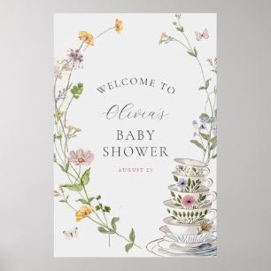 Baby är välkommen till Wildblomme Tea Baby Shower Poster