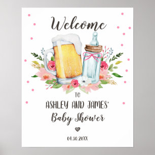 Baby är välkomstskylt för babykläder Flicköl Poster