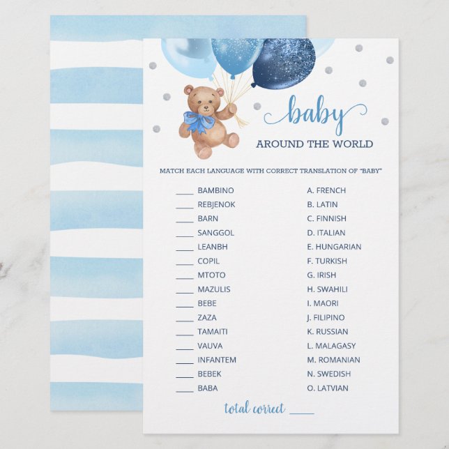 Baby Around The World Race Game Nallebjörn  (Fram/baksida)