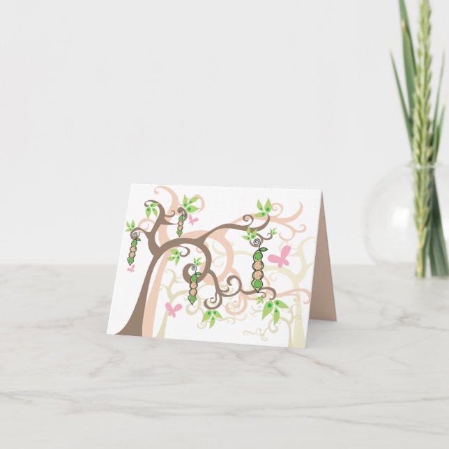 Baby ärter i Pod Twin Girls Tackkort Card (Framsida)