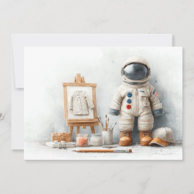 Baby Astronaut 1:a födelsedagen Party Inbjudningar (Framsida)