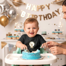 Baby Astronaut Första Födelsedag Måne Stjärnor Gra