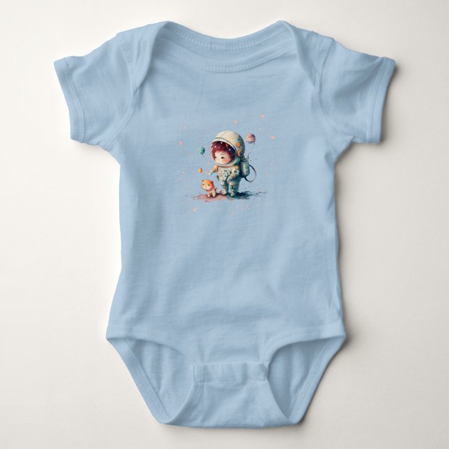 Baby astronaut med katt t shirt (Framsida)