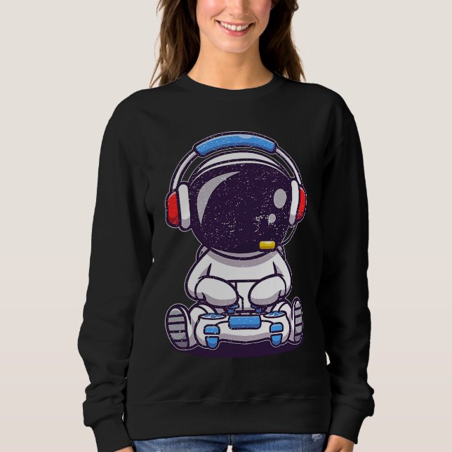 Baby Astronaut Playing Video Games T Shirt (Framsida)