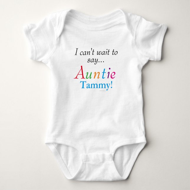 Baby Auntie Personlig Namn Roligt Infant Shirt Tee Shirt (Framsida)