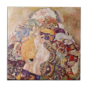 Baby av Gustav Klimt Kakelplatta