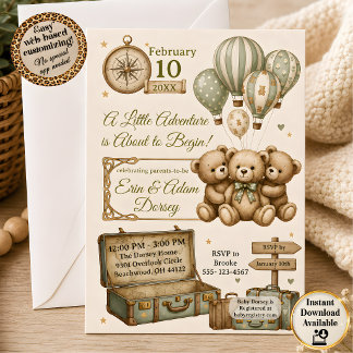 Baby Äventyr Bebis Shower Inbjudan