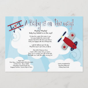 BABY AVIATOR-flygplan 5x7-inbjudan för babyskor Inbjudningar