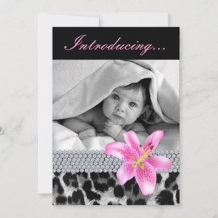 Baby aviseringsskjortan Leopard Lily blomma Inbjudningar