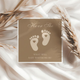 Baby avtryck han eller hon Brown Gender Reveal Pappersservett