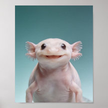 Baby Axolotl Porträtt – Söt Nursery Djur Vägg A