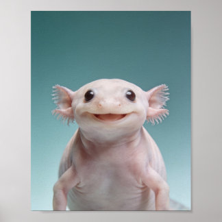 Baby Axolotl Porträtt – Söt Nursery Djur Vägg A Poster