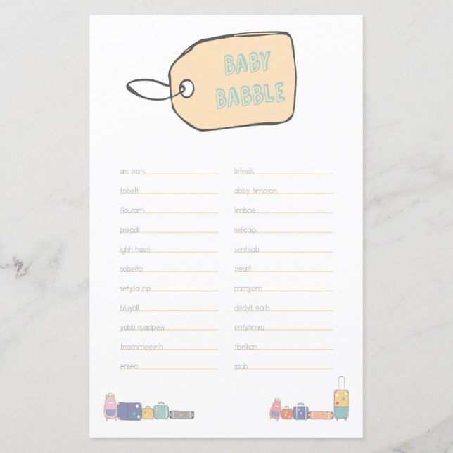 Baby Babble Äventyr Baby Shower (Framsida)