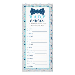 Baby Babble Game, Bow Tie Baby Shower Reklamkort