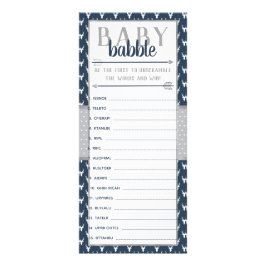 Baby Babble Ord Scramble, Baby Shower, Navy, Grått Reklamkort