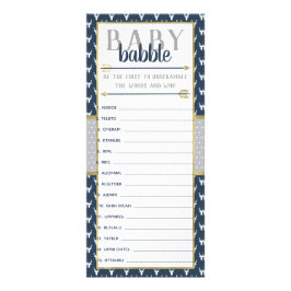Baby Babble Ord Scramble, Baby Shower, Navy, Grått Reklamkort