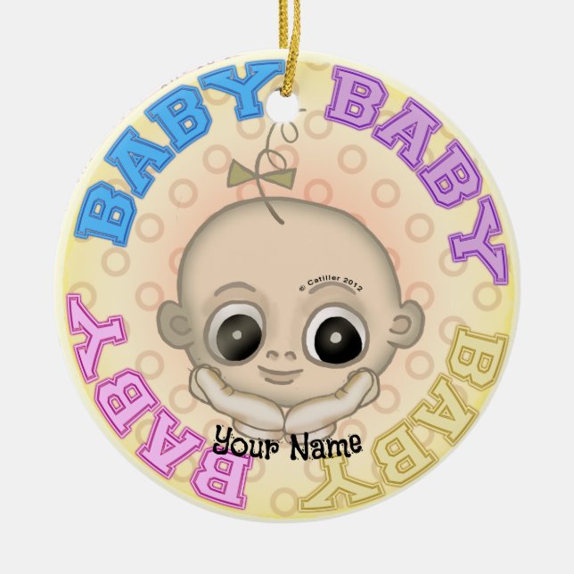 Baby Baby Ansikte Julgransprydnad Keramik (Framsidan)