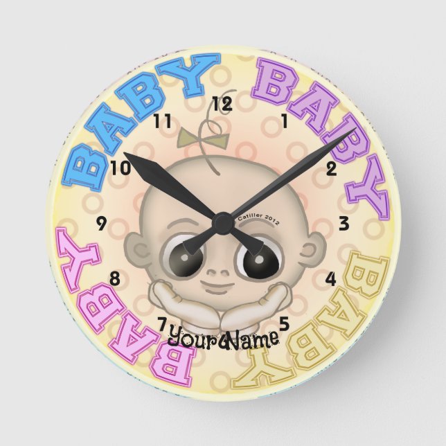 Baby Baby Ansikte Rund Klocka (Framsida)