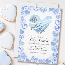 Baby Baby Blue Kärlek Hearts Boy Shower Inbjudningar