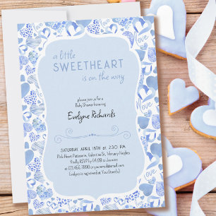 Baby Baby Kärlek Heart Boy Shower Inbjudningar